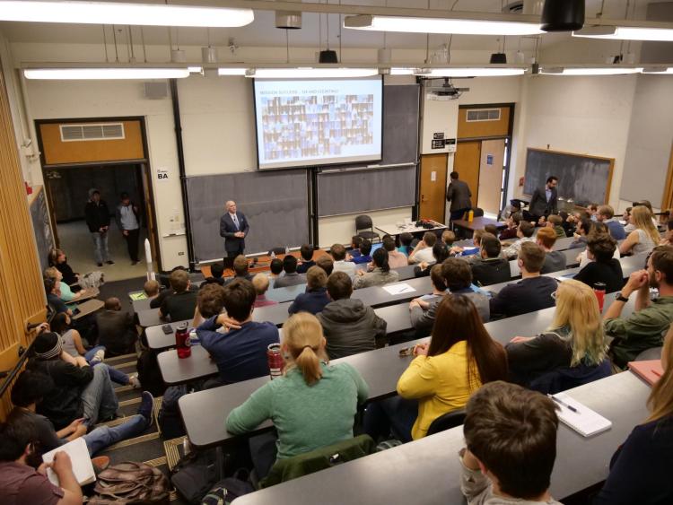 Bruno speaks to students during seminar on campus. Photo by Casey A. Cass.