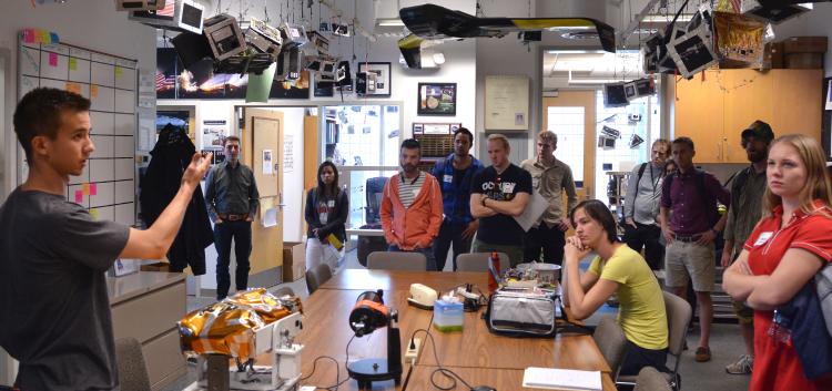 CU Transfer students on a tour Oct. 28, 2016, of the Colorado Space Grant Consortium, located in the Discovery Learning Center.