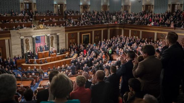 President Donald Trump addressing a joint session of the U.S. Congress on February 28, 2017.