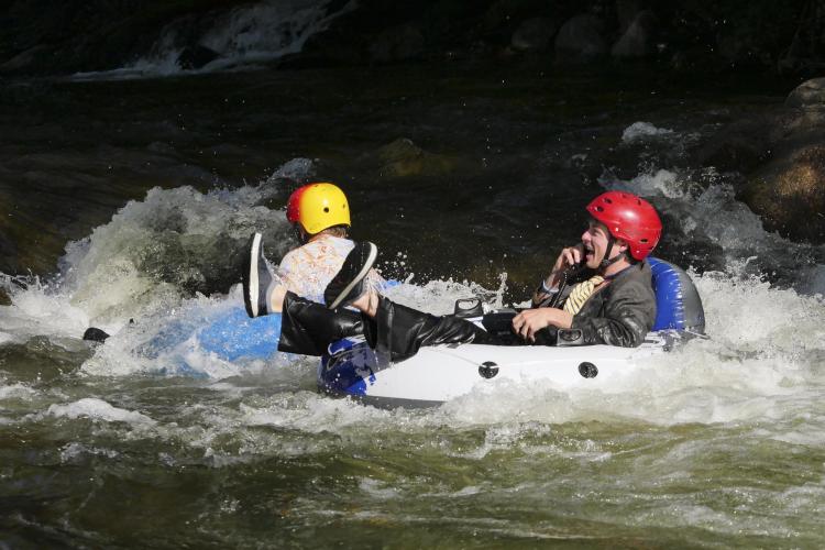 Tubers ride the Boulder Creek for Tube to Work Day 2018