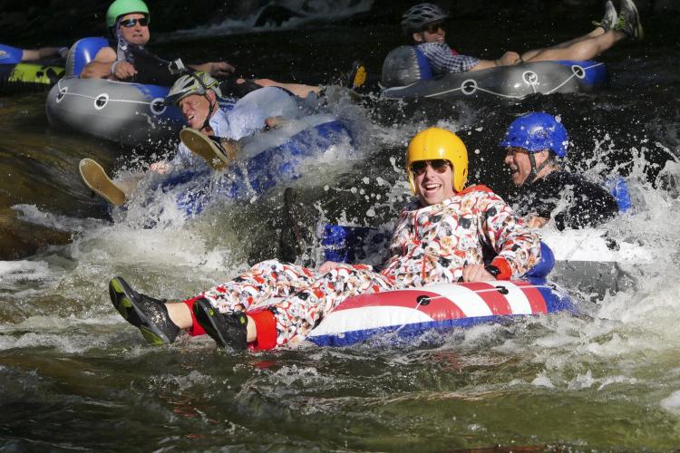 Tubers ride the Boulder Creek for Tube to Work Day 2018