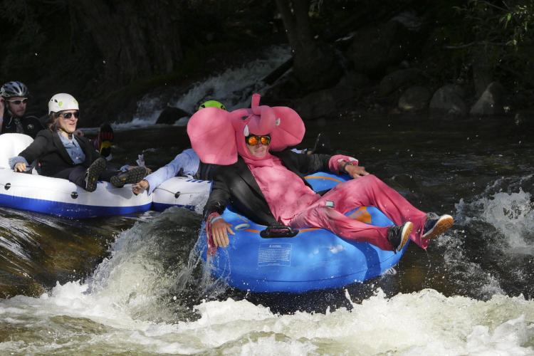 Tubers ride the Boulder Creek for Tube to Work Day 2018