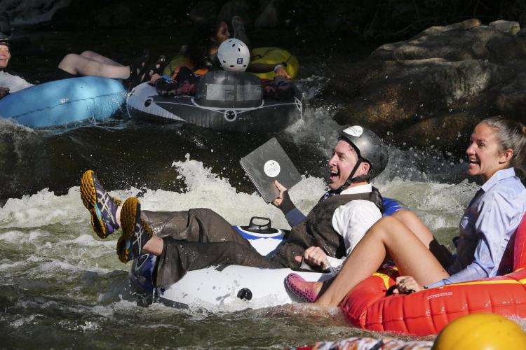 Tubers ride the Boulder Creek for Tube to Work Day 2018