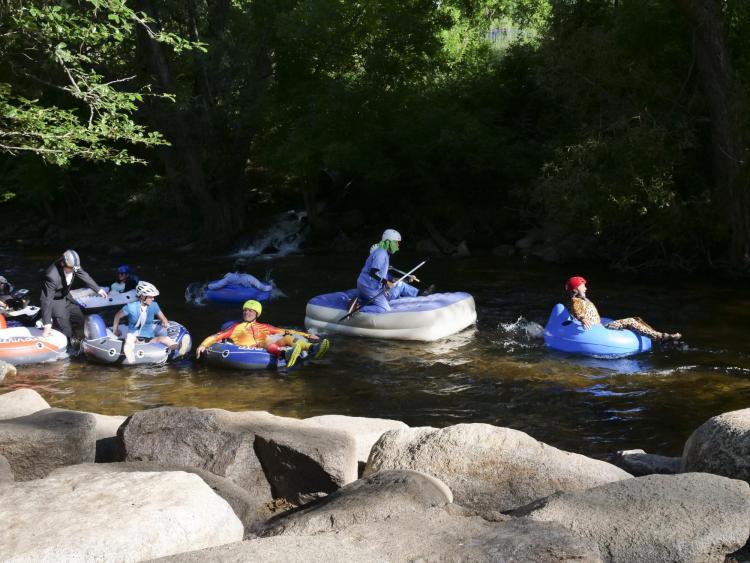 Tubers ride the Boulder Creek for Tube to Work Day 2018