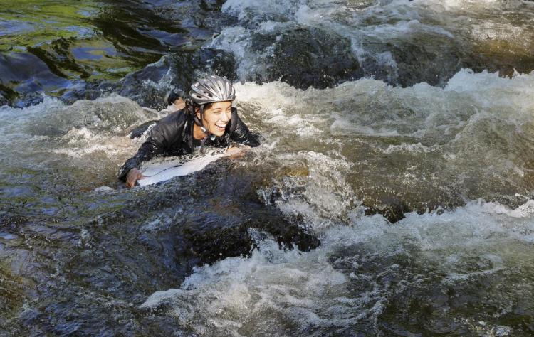 Tubers ride the Boulder Creek for Tube to Work Day 2018