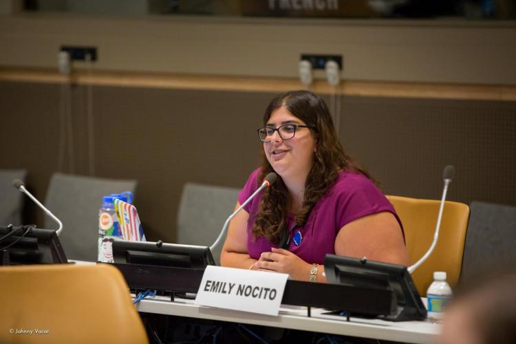 Emily Nocito speaks at the U.N. in 2017
