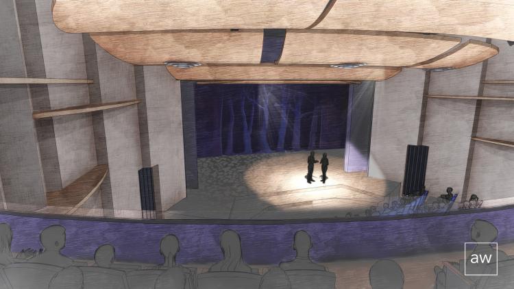 A rendering of the new Roe Green Theatre, to open in 2023 at CU Boulder