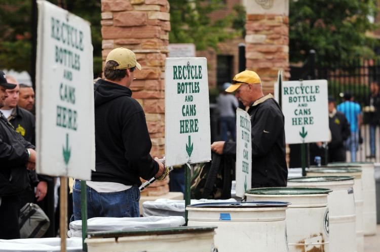 Recycling cans on CU Boulder Campus