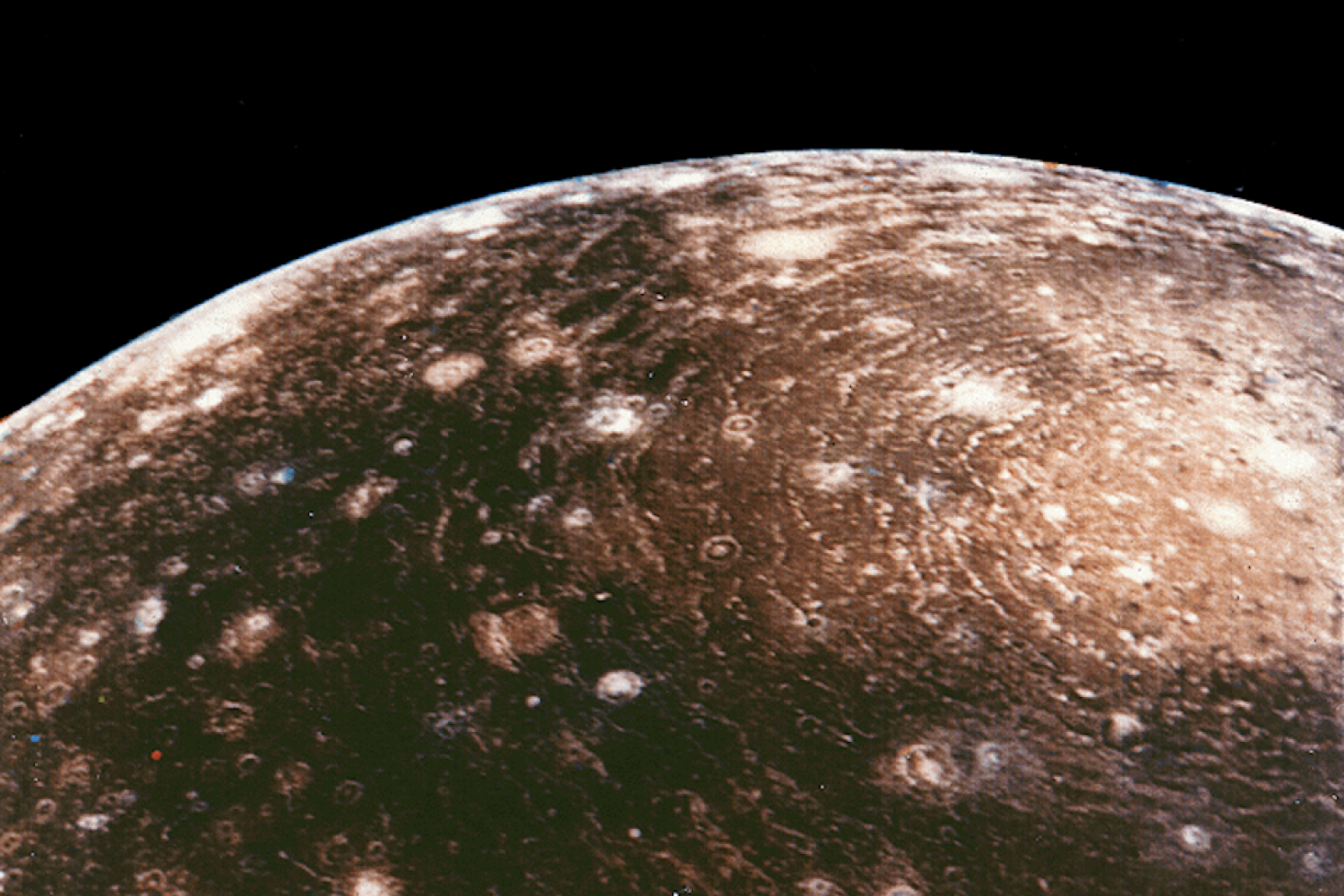 Surface of moon Callisto seen from space