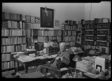 Theo Cockrell sits in his office