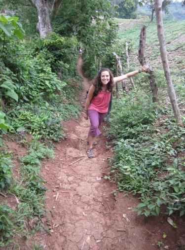 CU Boulder-Peace Corps volunteer Kara Zucker in El Salvador, hiking.