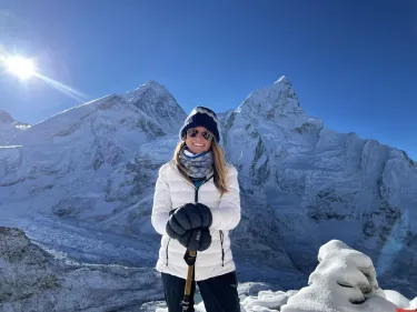 Joanna Lambert with Mount Everest in the background