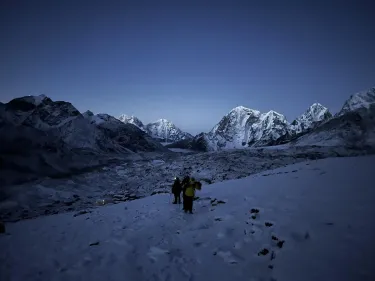 Mounting Kala Patthar in early morning darkness