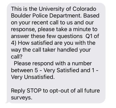Screenshot of a portion of the CUPD satisfaction survey