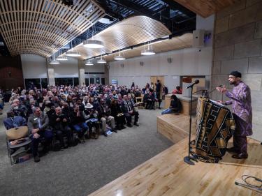 Reiland Rabaka gives a speech. (Glenn Asakawa/University of Colorado)