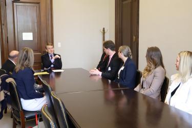 Chancellor, Stefanie Johnson and student leaders visit with Sen. Michael Bennet
