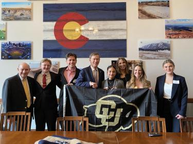 Chancellor, Stefanie Johnson and student leaders with Sen. John Hickelooper