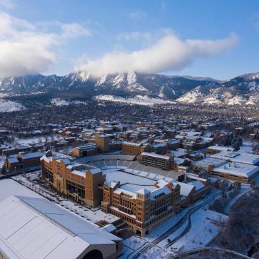 Snowy Folsom Field and Flatirons