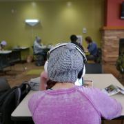 Back of student's head in common area