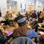 Small group discussion at the Fall 2017 Diversity and Inclusion Summit