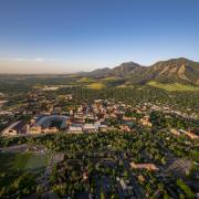 aerial view of the CU Boulder campus