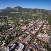 aerial view of CU and city of Boulder