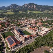 Aerial view of Folsom Field and other Athletics facilities