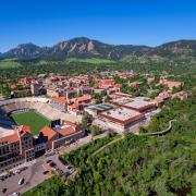 Aerial photo of CU Boulder Campus (Photo by Glenn Asakawa/University of Colorado)