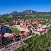 Aerial photo of CU Boulder Campus (Photo by Glenn Asakawa/University of Colorado)