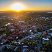 aerial view of Boulder at sunrise