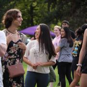 Students outside on campus