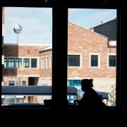 student studying inside