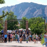Students near the steps of Farrand Field