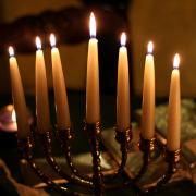 Menorah with all 8 candles lit