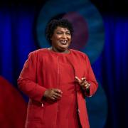 Stacey Abrams giving a TED Talk in 2018