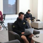 Student veterans study in the VMA student lounge