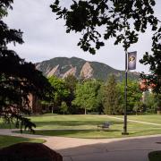 The CU Boulder campus and Flatirons