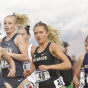 Emily Covert and other female athletes running