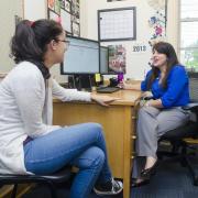 Student meets with academic advisor