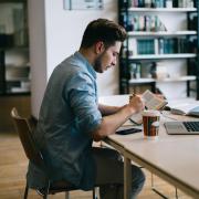 person studying in a coffee shop