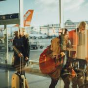 People walking through airport