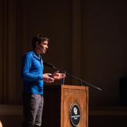 Alex Honnold speaks in Macky Auditorium