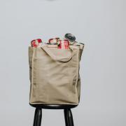 reusable grocery bag filled with canned food