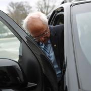 Bernie Sanders gets into a vehicle