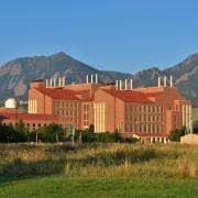 Biotechnology Building exterior with Flatirons in background