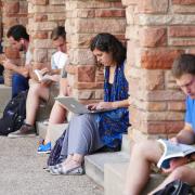 students studying outside