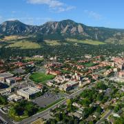 CU Boulder campus and city of Boulder aerial