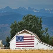 Flag on side of barn