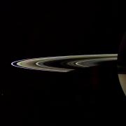 Saturn's rings partially in shadow