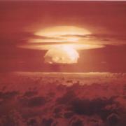 Mushroom cloud expands over ocean